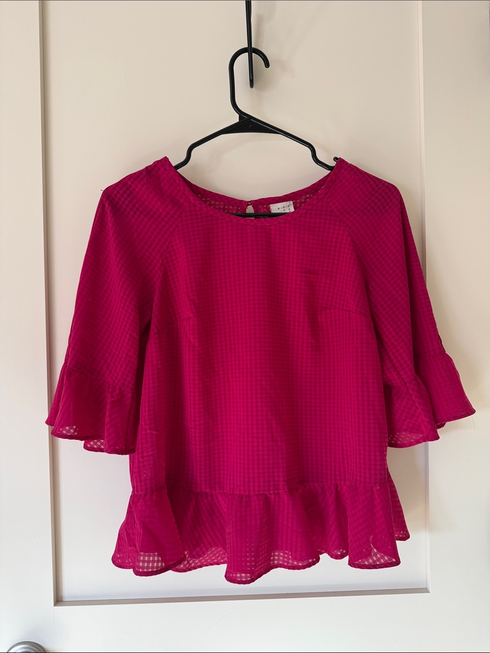 a new day Fuchsia Ruffled Sleeve Blouse